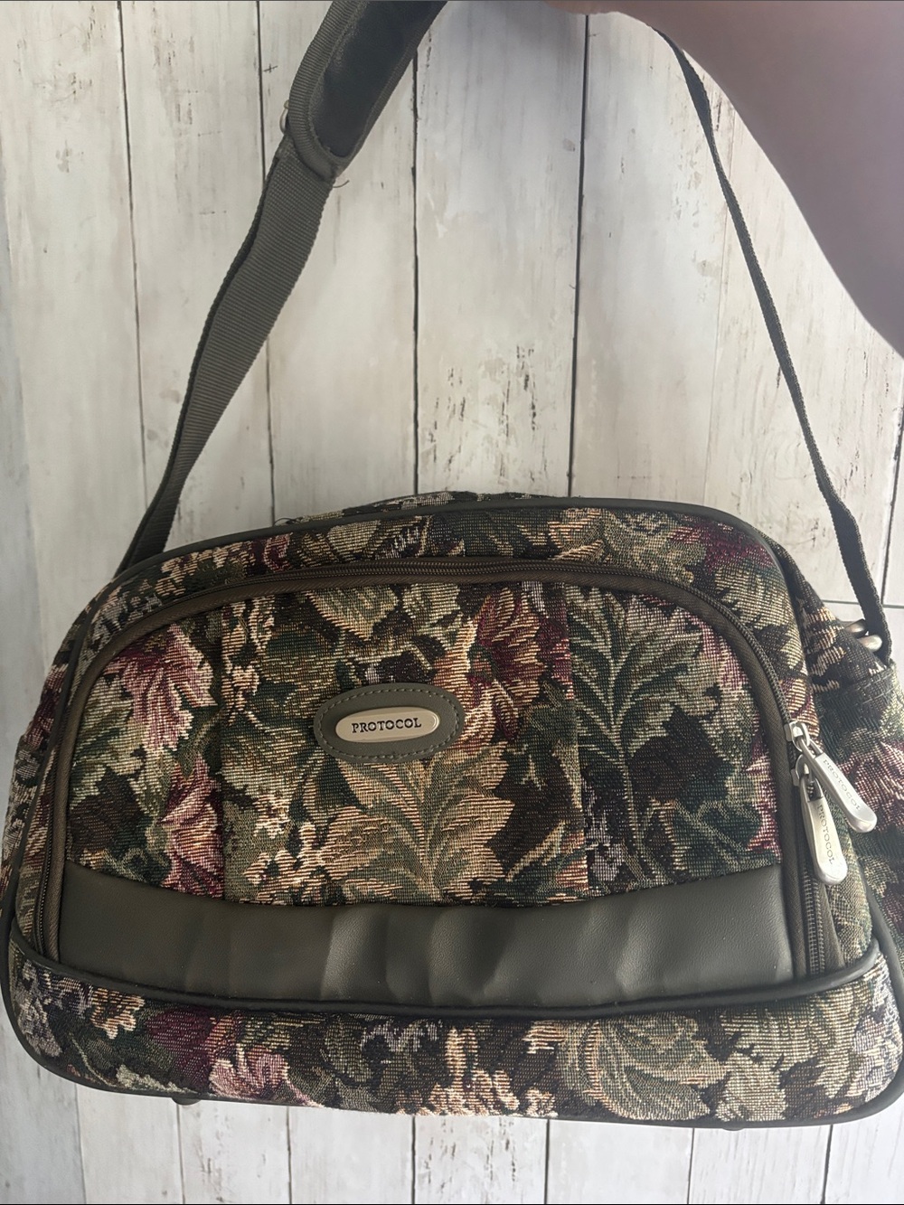 Floral Tapestry Travel Shoulder Bag - Green Multi
